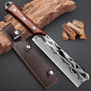 Machete with Sheath for Cutting Trees Heavy Duty, for Yard Work and for Bushcrafting Knife Sickle for Clearing Brush Garden Tools Construction Blade (Red Rosewood Handle)