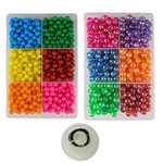 eshoppee 6 Colors Shiny and Rainbow Shade 10mm Round Plastic Beads for Key Chain Keyring Jewellery Making kit Art and Crafts Materials for Necklace Bracelet Earring Making Materials DIY kit