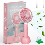One94Store Portable USB Fan Rechargeable 1200MAh Battery, Up to 6 Hours Working Time, 3-Speed Modes, Compact & Lightweight With USB Cable Ideal For Home, Office & Travel (Pink) ,22 Millimetre