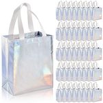 TOPZEA 40 Pack 10 x 8 Inch Glossy Reusable Grocery Bags, Non-woven Tote Shopping Bag with Handle, Bridesmaid Bags Stylish Foldable Gift Bag Goodie Bag for Small Business, Wedding, Easter, Birthday