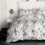 3 Piece 100% Egyptian Cotton Duvet Cover 400 Thread Count All Season Comforter Print Cover Bedding Set Quilt Reversible Duvet Covers with 2 Pillowcases (Exotic Lilac, Double)