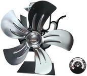 YESBO New Thermal Power Fireplace Fan Firewood Stove, Large 5-Leaf 6.69-inch Silver, Thermal Power Fireplace Silent Firewood Home Ice Fishing Camping Circulating Fan Heating（silver）