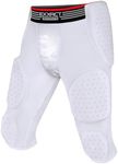 Exxact Sports Battle 7-Pad Football Girdle for Men & Boys - Finest Padded Compression Shorts, Mens Girdle Football with Cup Pocket, Adult & Youth Football Girdle (White, AM)