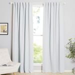 NICETOWN Energy Saving Bedroom Drapes - Rod Pocket & Back Tab Room Darkening Window Curtains (W52 x L84, Greyish White, 2 Pcs)