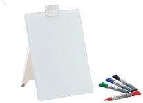 Quartet Infinity Glass Desktop Easel, Magnetic Dry Erase Board with Removable Clip & Quartet Glass Board Dry-Erase Whiteboard Markers, Pack of 4 (Multicolour)