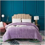 KASENTEX Super Ultra Soft Luxury Plush Sherpa Comforter, Cozy Reversible Faux Fur Machine Washable Bedding, Purple, King Size