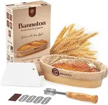 Banneton Bread Proofing Basket Set - A Complete Kit Including 11-Inch Oval Brotform Basket, Bread Lame, Dough Scraper, and Linen Liner - Odor-Free & No Splinters - Perfect for Shaping Sourdough Bread