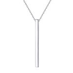 925 Sterling Silver Vertical Bar Necklace Straight Pendant Chain Italian Silver Dainty Choker Necklace for Women