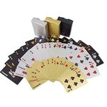 3 Pack Playing Cards, Plastic Waterproof Foil Poker Size Deck of Card Games for Adults 3 Colors, Gold,Silver and Black