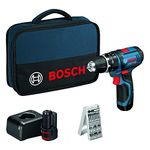 Bosch Professional 12V System GSB 12V-15 Cordless Combi Drill (incl. 2 x 2.0 Ah Rechargeable Batteries, GAL 12V-20 Charger, 25-Piece bit Set, in Bag)