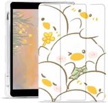 JOYLAND Cute Duck Pad Case for 10.2 Inch iPad 9th/7th/8th Generation with Pencil Holder, Kawaii Printed Clear TPU Back Trifold Stand iPad 2021/2020/2019 Case, Auto Wake/Sleep Cartoon Case