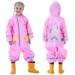 Toddler Rain Suit Boys Girls One Piece Raincoat Cartoon Waterproof Coverall Kids Rainwear L Size 5-7 Years