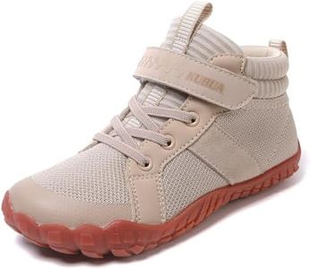 KUBUA Kids High Top Barefoot Shoes Boys Girls Minimalist Sneakers Lightweight Comfort Zero Drop Shoes Beige 2 Big Kid