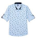 Amazon Brand - Jam & Honey Boys 100% Cotton Printed Full Sleeves Regular Fit Shirt|Age 2-12 Years, Blue