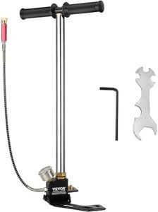 VEVOR Airgun PCP Pump 4500PSI High Pressure Hand Pump 3 Stage Pump Chamber PCP Air Pump, Silver