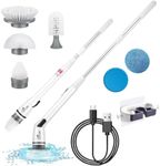 BRITOR Electric Spin Scrubber, Upgraded Cordless Shower Scrubber, 360 Power Electric Scrubber with 6 Replaceable Shower Cleaning Brush Head, Electric Scrubbing Brush with Adjustable Extension Handle