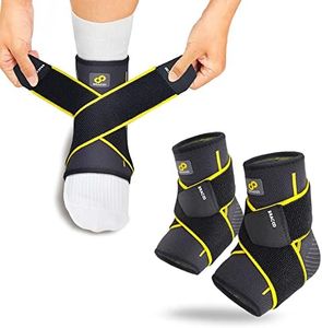 BRACOO FS60 Ankle Support Airy Sleeve 1 Pair, Adjustable Compression Ankle Support Men & Women, Ankle Brace for Achilles Tendonitis, Weak Ankles, Ligament Damage, Sprains and Sports Injuries - Black, (S/M)