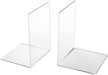 Transparent Home Decor Acrylic Bookends Reading Book Stand Stopper Desktop Organizer Clear notebooks Holder for Table Shelf Bedroom Library School Office Stationary Gift 1 Pair