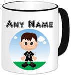 GOPERSONALISED Referee Gifts for Men - Personalised Coach Referee Mug Cup with Name - Male Refereeing Gifts End of Season Sports Rugby Football Team Assistant (Brown Hair/Black Mug)