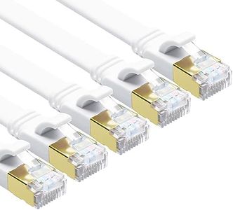 Yauhody CAT 8 Ethernet Cable, 0.5m 5 Pack High Speed 40Gbps 2000MHz SFTP Flat CAT8 Internet Network Cable with Gold Plated RJ45 Connector for Gaming, Routers, Modem (0.5m/5 Pack/White)