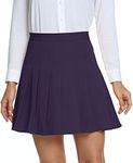 Urban CoCo Women's Pleated High Waist Solid School Uniform Skirt (Purple, L)