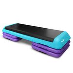 Yes4All Adjustable Aerobic Stepper Exercise Platform 42.5 inch with 4 Risers – Exercise Step Platform/Aerobic Stepper (Teal/Purple)