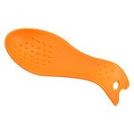 sourcing map Silicone Spoon Rest, 9.25" x 3.86" Heat Resistant Kitchen Utensil Holder Spatula Ladle Rest for Counter Stove Top, Orange 1Pcs