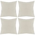 BELLE VOUS Blank Sublimation Pillow/Throw Cases (4 Pack) - 45 x 45cm / 17.72 x 17.72 inches - Cream Polyester Cushion Covers with Invisible Zippers for DIY Press Printing/Heat Transfer and Sofa Decor