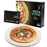 BeChef® Pizza Stone for Domestic Oven | Natural Cordierite | Large Round Pizza Stone for BBQ and Grill | Elegant Gift Box | Baking Stone for Italian Homemade Pizza