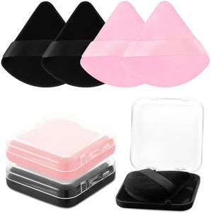 Ruzister Borla de polvo con 2 estuches de viaje, esponja triangular para polvos sueltos, ajuste de polvo corporal, borla para polvos faciales, herramienta de maquillaje de belleza