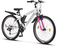 Licorne Bike Effect Premium Mountain Bike 26 inch Wheels White & Pink– Bicycle for Boys, Girls, Men and Women –21 Gear Speed – Front Suspension Mountain Bike​ ​