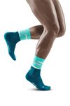 CEP - THE RUN COMPRESSION SOCKS MID CUT for men | Medium length running socks in ocean/teal with compression | Regenerating compression socks for men | Size IV | L