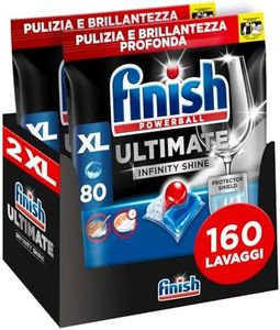 Finish Ultimate Infinity Shine Pastiglie Lavastoviglie, 160 Capsule Lavastoviglie al Limone, Detergenti per Lavastoviglie contro lo Sporco e i Residui Incrostati
