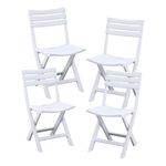 BOOSDEN Folding Plastic Chairs 4 Pack, Foldable Patio Stackable Chairs with Backrest for Outdoor Indoor Camping Picnic Dining Party Wedding Event White