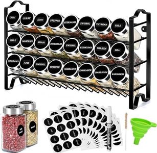 edihome, Porta Spezie per Cucina, 24 Barattoli di Spezie, Organizer con Struttura in Metallo a 3 Livelli, con Etichette, con Coperchi e Dispenser Individuali (Modello 2)