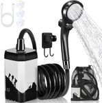 MIAOKE Upgrade Portable Camping Shower, 7800mAh Outdoor Electric Shower Rechargeable Pump with Intelligent Digital Display Temperature Display Shower Head for Camping, Hiking, Traveling/White
