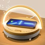 Vivilumens Bedside Lamp with Wireless Charger, LED Night Light with Bluetooth Speaker White Noise Sound Machine, Phone Holder 5 in 1 Dimmable Small Table Lamp, Touch Lights for Home Nightstand