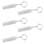 Zuofan 5 Pcs Emergency Survival Whistle,Double Tube Whistles,Silver Double Tube Outdoor Survival Whistle Camping Whistle,for Hiking Hunting Boating Outdoor Camping Sports Dog Training