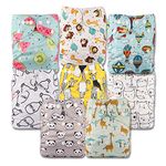 Littles & Bloomz, Reusable Pocket Cloth Nappy, Fastener: Popper, Set of 8, Patterns 802, Without Insert