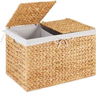 Best Choice Products Storage Basket w/Lid, Large Woven Storage Basket Organizer w/Separate Lids, Washable Sectioned Liner Bag for Living Room, Bedroom, Laundry Room, Nursery - Natural