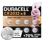 8X Duracell Cr 2032 Lithium (2 Blister Packs of 4 Batteries) 8 Batteries