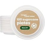 HAAGO - 100 Eco-Friendly Biodegradable Sugarcane Paper Plates, Like Paper Plates - Disposable Plates for Parties, Compostable Party Plates for Hot & Cold Food - 26cm