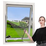 DIY Adjustable Magnetic Window Screen Max 57"x59"W (145cm x 150cm) Fits Magnet Screen mesh Easy Installation White Frame fire-Retarded mesh