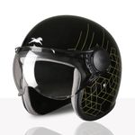 TVS Cruisetown Open Face Helmet � Stylish & Safe Half Face Helmet for Riders | ISI & DOT Certified | Premium Protection for Men & Women | Comfortable, Durable & Lightweight Design with Visor (Black/M)