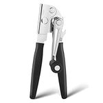 1 Pack Commercial Can Opener Manual Heavy Duty, Stainless Steel Handheld Can Opener with Folding Easy Crank Handle, Smooth Edge, Black Swing Grips, for #10 Bulk Cans and All Size Cans, Large Cans