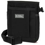 OUYOOLE Chalk Bag, Chalk Bag for Rock Climbing, Climbing Chalk Bag with Quick-Clip Belt 1 Large Zippered Pocket and 1 Velcro Pocket, 600D Waterproof Oxford Climbing Chalk Bag(Black)