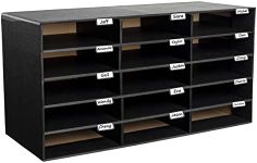 AdirOffice Cardboard Classroom Mailbox, and Office Mail Organizer with Name Slots, (15 Slot, Black)