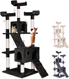 BEASTIE 180cm Cat Tree with Mouse Toy Scratching Post Tower Condo Cat Play Towers Trees House Furniture Wood in Black Colour