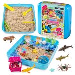 Original Stationery Beach Discovery Sensory Bin Kit, Sensory Box with 2lbs Play Sand, 4 Kids Toys Tools, and Glow in the Dark Sea Creature Beach Toys