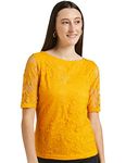 Miss Olive Women's Floral Regular Fit Top (MOSS19TP30-01-183_Mustard M)